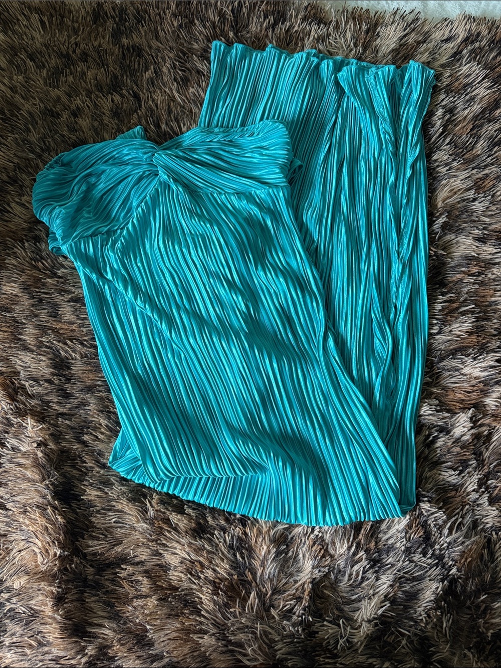 Strapless Pleated Turquoise Women’s Dress
